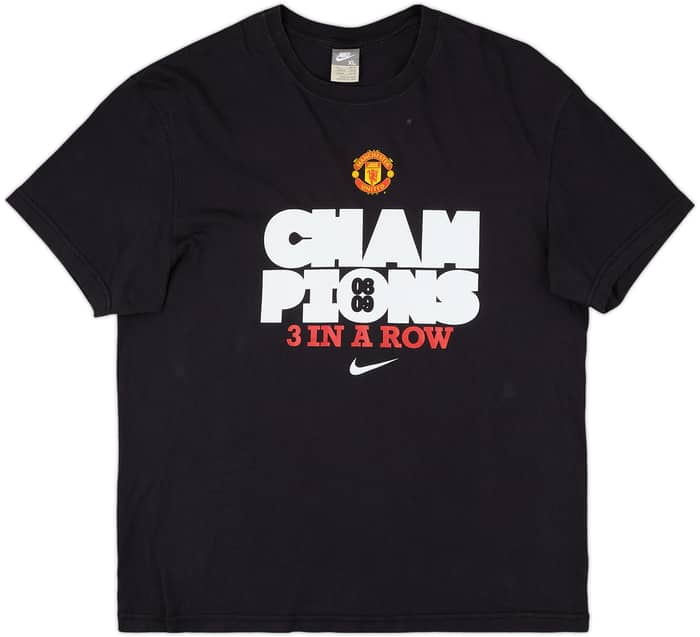 2008-09 Manchester United Champions Nike Cotton Tee - 8/10 - (XL)