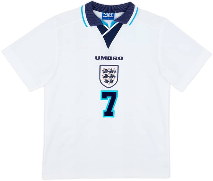 1995-97 England Home Shirt Beckham #7 - 8/10 - (M)