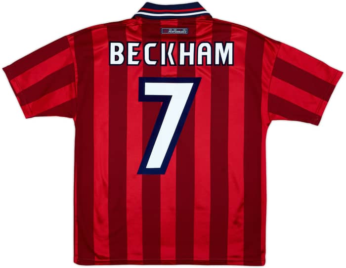 1997-99 England Away Shirt Beckham #7 - 8/10 - (Y)