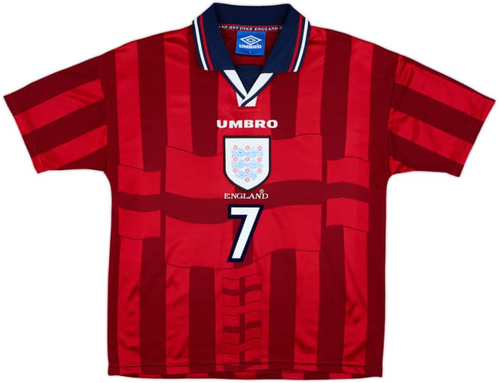 1997-99 England Away Shirt Beckham #7 - 8/10 - (Y)