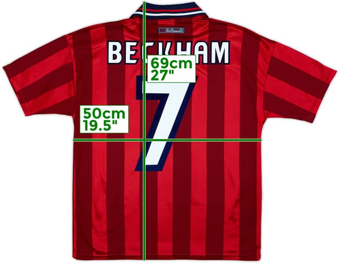 1997-99 England Away Shirt Beckham #7 - 8/10 - (Y)