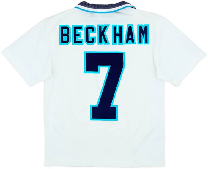 1995-97 England Home Shirt Beckham #7 - 6/10 - (Y)