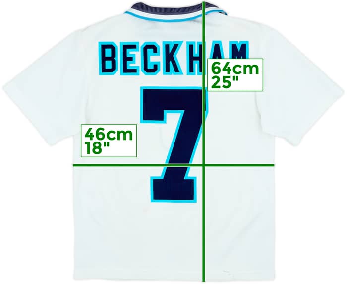 1995-97 England Home Shirt Beckham #7 - 6/10 - (Y)