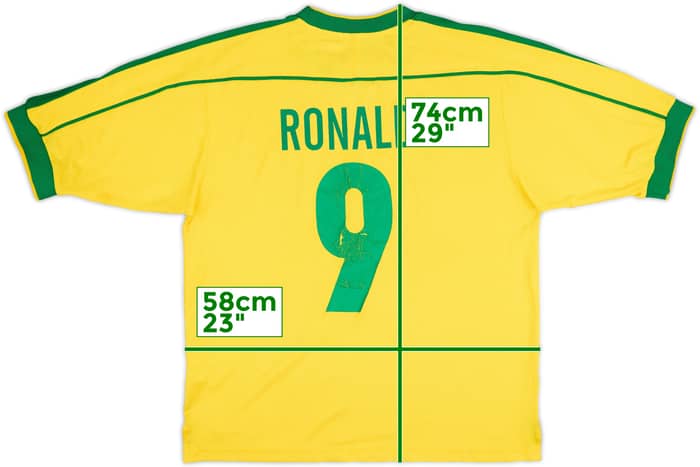 1998-00 Brazil Home Shirt Ronaldo #9 - 5/10 - (L)