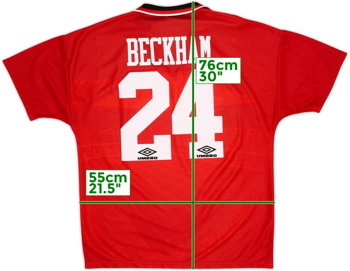 1994-96 Manchester United Home Shirt Beckham #24 - 7/10 - (L)
