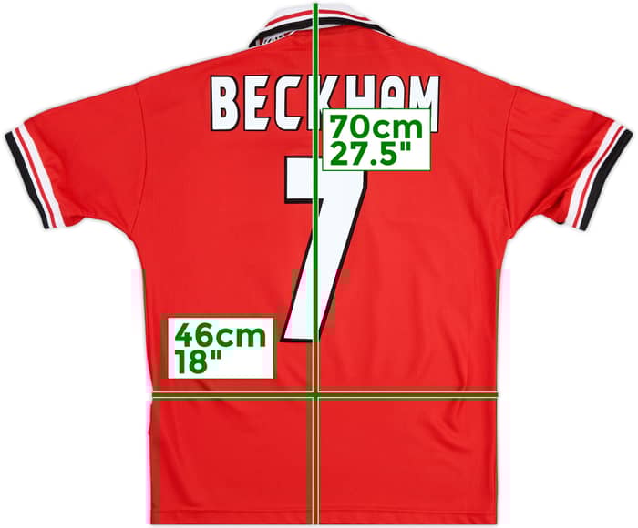 1998-00 Manchester United Home Shirt Beckham #7 - 8/10 - (Y)