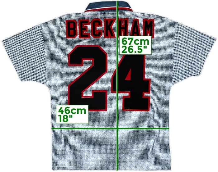 1995-96 Manchester United Away Shirt Beckham #24 - 8/10 - (Y)