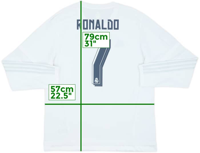 2015-16 Real Madrid Home L/S Shirt Ronaldo #7 - 7/10 - (M)
