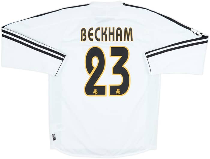 2003-04 Real Madrid Home L/S Shirt Beckham #23 - 8/10 - (S)