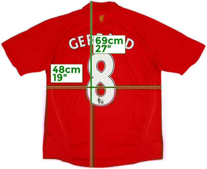 2008-10 Liverpool Home Shirt Gerrard #8 - 7/10 - (XL.Boys)