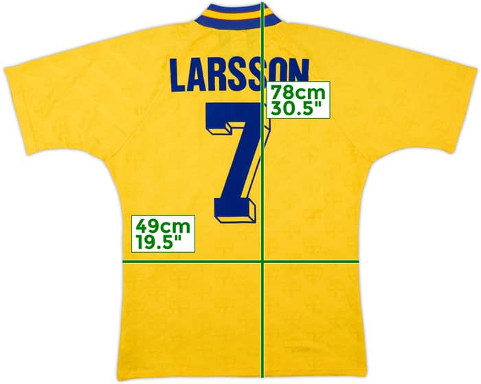 1994-96 Sweden Home Shirt Larsson #7 - 8/10 - (M)