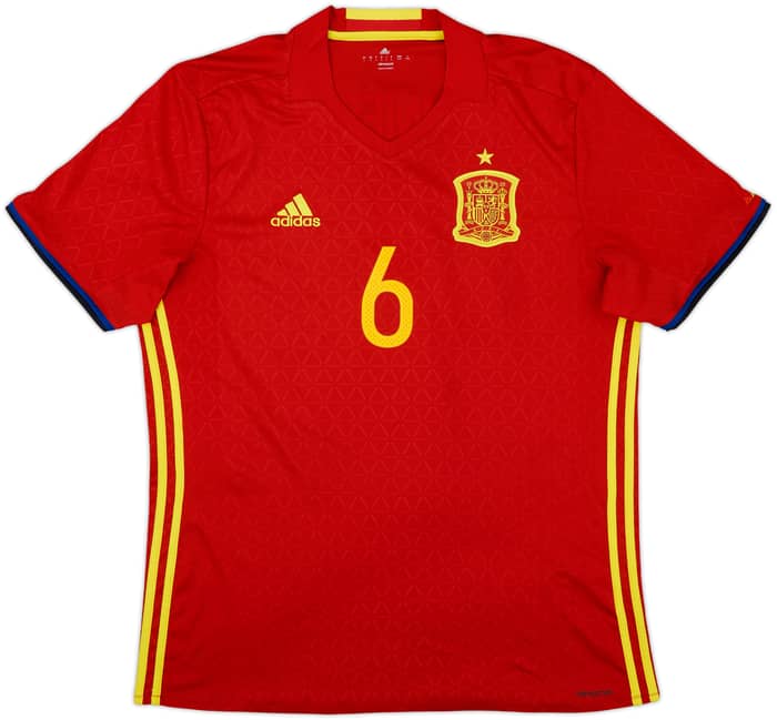 2016-17 Spain Home Shirt A. Iniesta #6 - 8/10 - (L)
