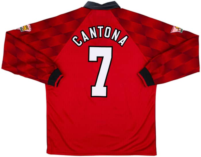 1996-98 Manchester United Home L/S Shirt Cantona #7 - 8/10 - (L)