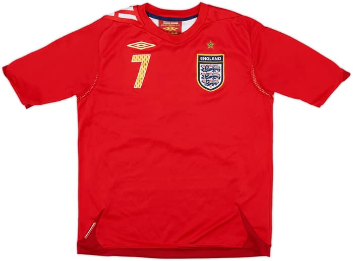 2006-08 England Away Shirt Beckham #7 - 8/10 - (M.Boys)