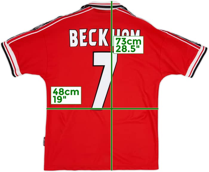 1998-00 Manchester United Home Shirt Beckham #7 - 6/10 - (M)