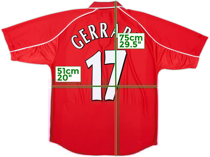 2000-02 Liverpool Home Shirt Gerrard #17 - 8/10 - (L)