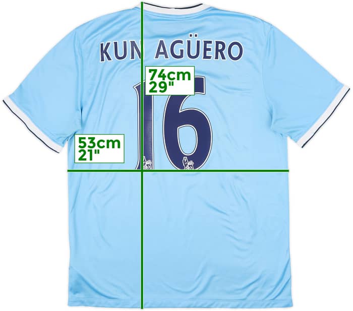 2013-14 Manchester City Home Shirt Kun Aguero #16 - 6/10 - (L)