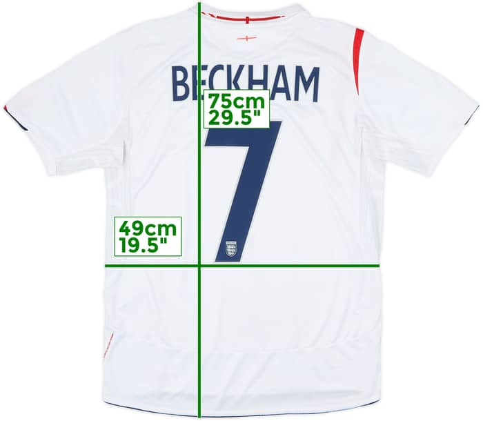 2005-07 England Home Shirt Beckham #7 - 6/10 - (M)