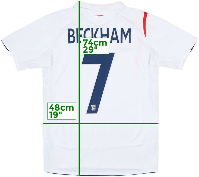 2005-07 England Home Shirt Beckham #7 - 6/10 - (S)