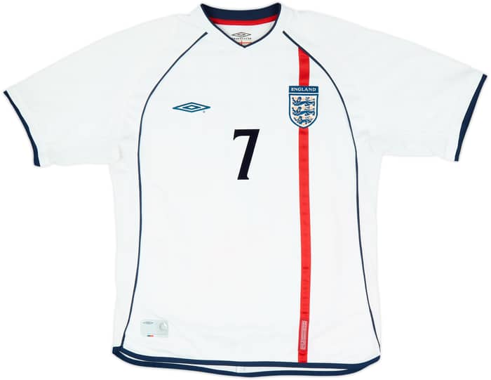 2001-03 England Home Shirt Beckham #7 - 6/10 - (L)
