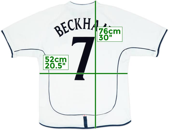 2001-03 England Home Shirt Beckham #7 - 6/10 - (L)