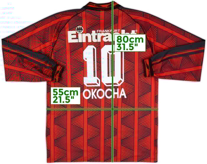 1995-96 Eintracht Frankfurt Home L/S Shirt Okocha #10 - 8/10 - (M)