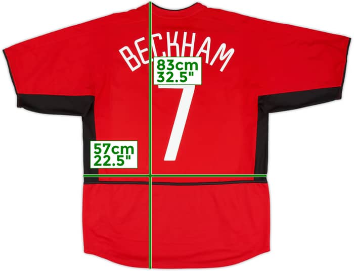 2002-04 Manchester United Home Shirt Beckham #7 - 8/10 - (L)