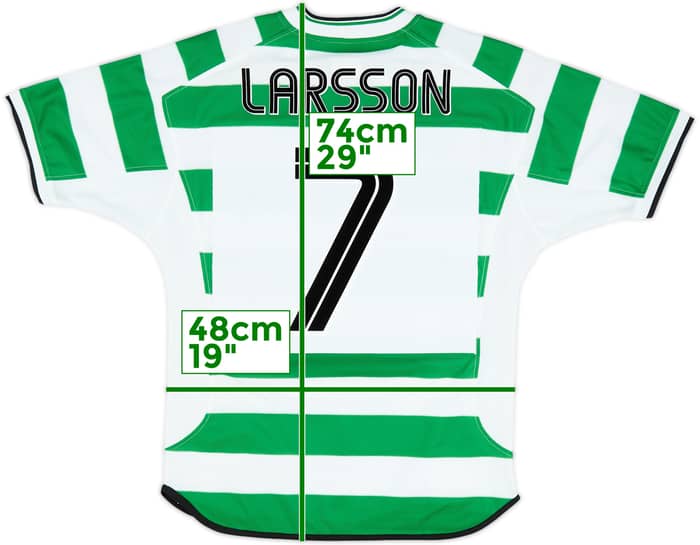2001-03 Celtic Home Shirt Larsson #7 - 8/10 - (S)