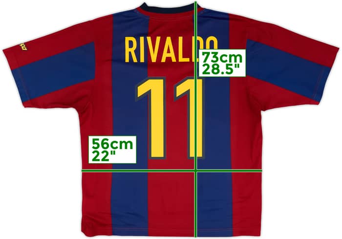 1998-00 Barcelona Basic Home Shirt Rivaldo #11 - 9/10 - (M)