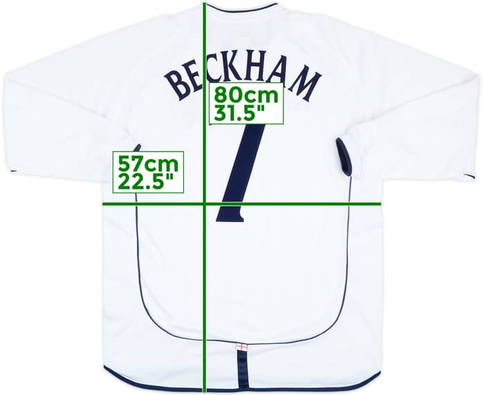 2001-03 England Home L/S Shirt Beckham #7 - 7/10 - (XL)