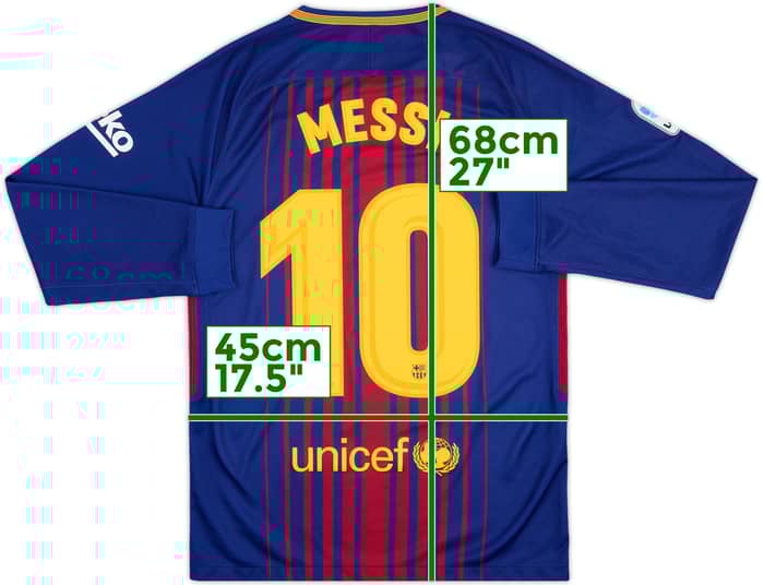 Camiseta de local de manga larga del Barcelona 2017-18 Messi #10 - 8/10 - (S)