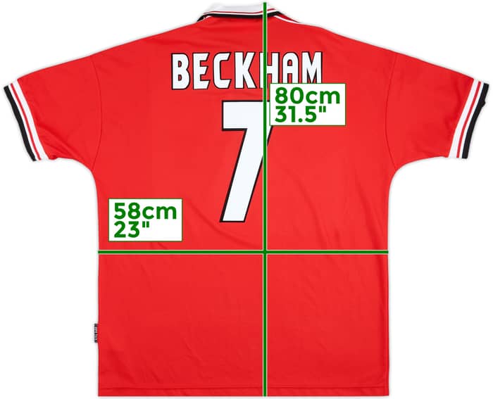 1998-00 Manchester United Home Shirt Beckham #7 - 9/10 - (XL)