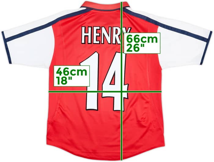 Camiseta de local del Arsenal 2000-02 Henry #14 - 7/10 - (Niños XL)