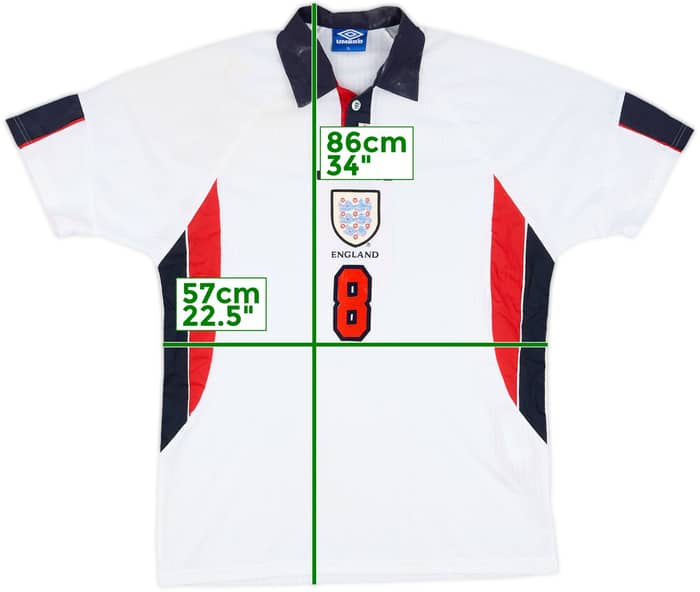 1997-99 England Match Issue Home Shirt #8 (Butt)