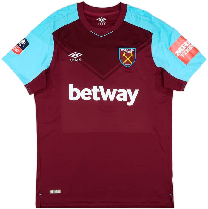2017-18 West Ham Match Issue FA Cup Home Shirt Carroll #9