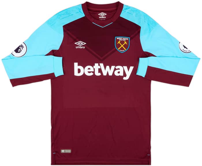 2017-18 West Ham Match Issue Home L/S Shirt Fernandes #31
