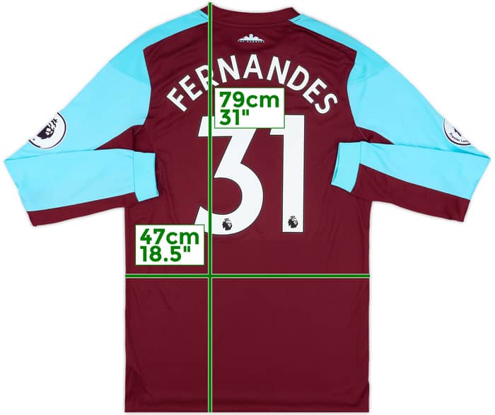 2017-18 West Ham Match Issue Home L/S Shirt Fernandes #31