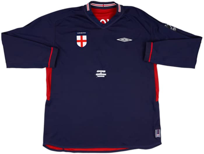2002 England Match Issue World Cup Away L/S Shirt Brown #12 (v Nigeria)