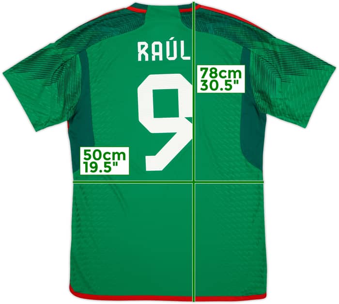 2022 Mexico Authentic Home Shirt Raul #9 (L)