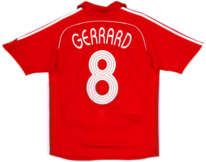 2006-08 Liverpool Home Shirt Gerrard #8 - 7/10 - (XL.Boys)