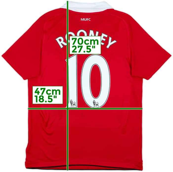2010-11 Manchester United Home Shirt Rooney #10 - 9/10 - (XL.Boys)