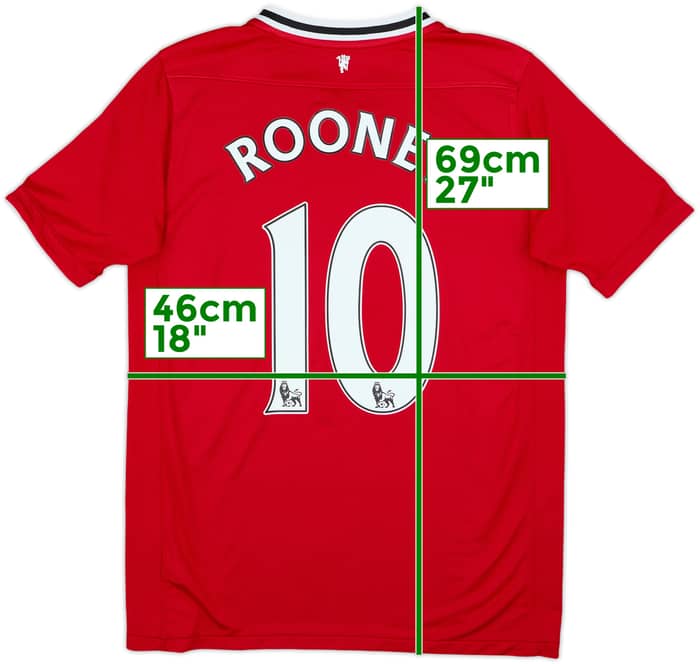 2011-12 Manchester United Home Shirt Rooney #10 - 7/10 - (XL.Boys)