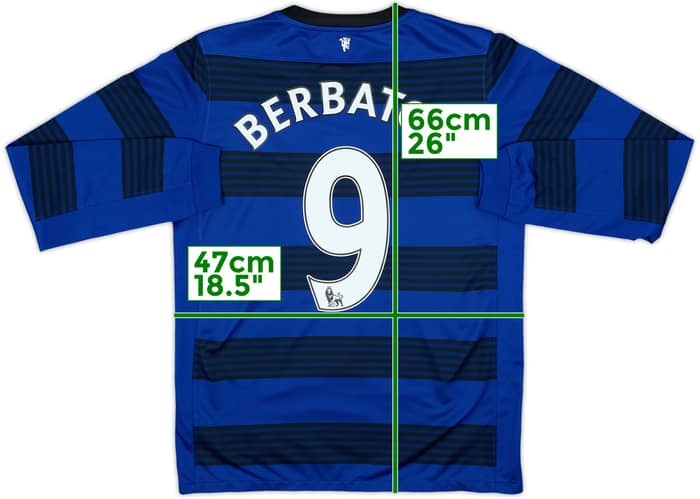 Camiseta de visitante de manga larga del Manchester United 2011-13 Berbatov #9 - 8/10 - (XL Niños)