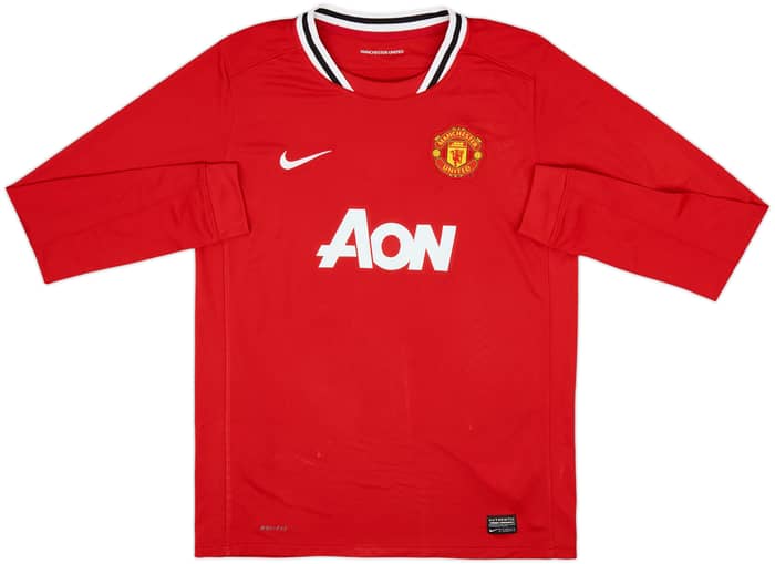 2011-12 Manchester United Home L/S Shirt Rooney #10 - 8/10 - (XL.Boys)