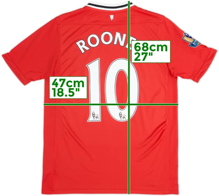 2011-12 Manchester United Home Shirt Rooney #10 - 9/10 - (XL.Boys)