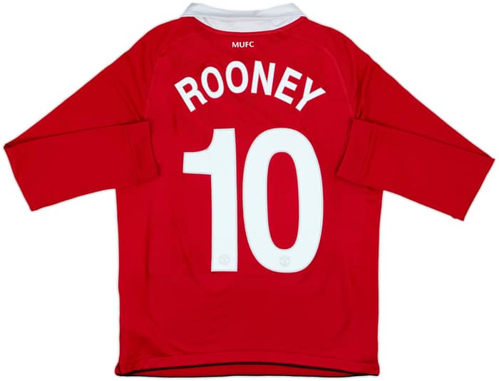 2010-11 Manchester United Home L/S Shirt Rooney #10 - 6/10 - (XL.Boys)