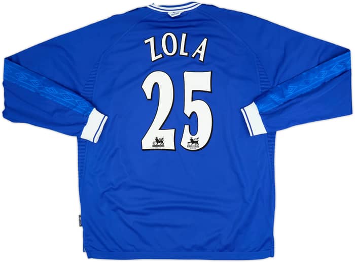 1999-01 Chelsea Home L/S Shirt Zola #25 - 8/10 - (XXL)