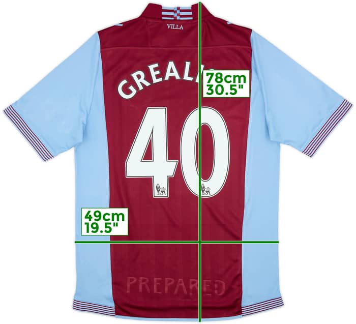 2013-14 Aston Villa Home Shirt Grealish #40 - 8/10 - (M)