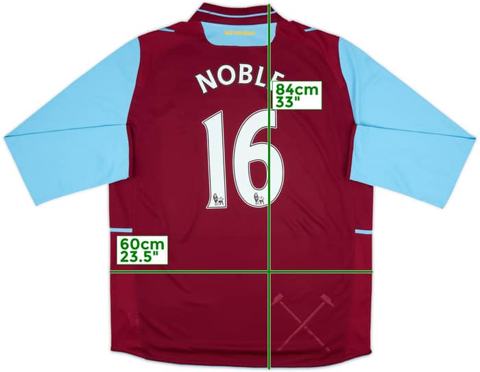 2012-13 West Ham Home L/S Shirt Noble #16 - 8/10 - (XL)