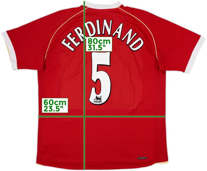2006-07 Manchester United Home Shirt Ferdinand #5 - 7/10 - (XL)